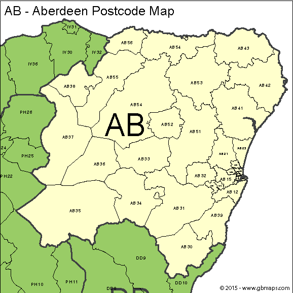 aberdeen postcode district map
