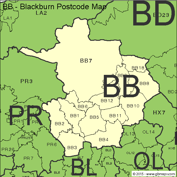 blackburn postcode district map