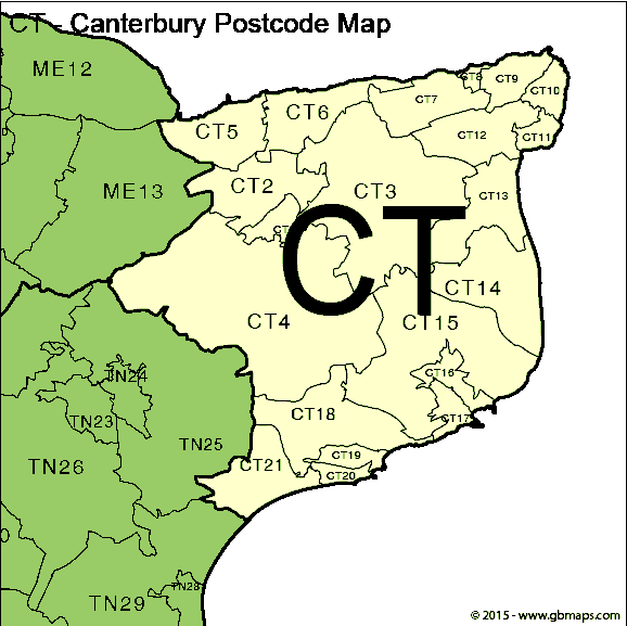 canterbury postcode district map