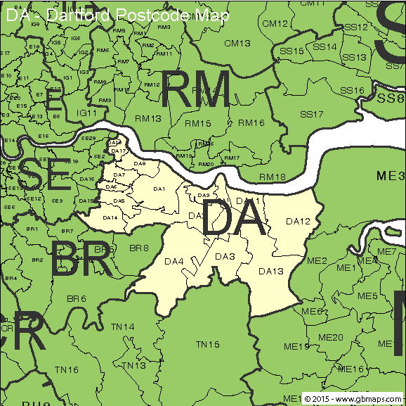 dartford postcode district map