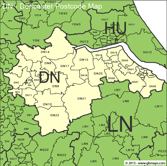 doncaster postcode district map