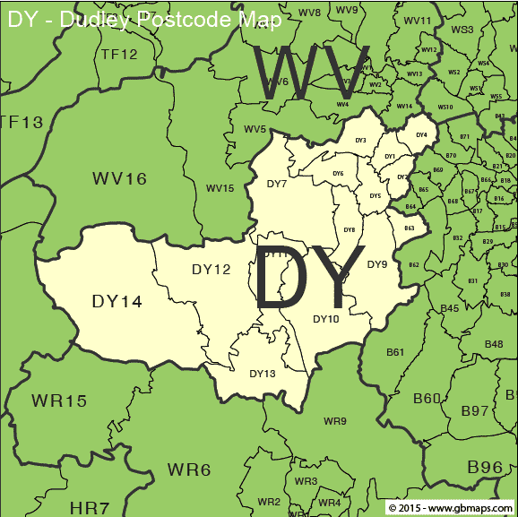 Dudley postcode district map