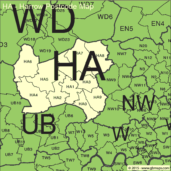 harrow postcode district map
