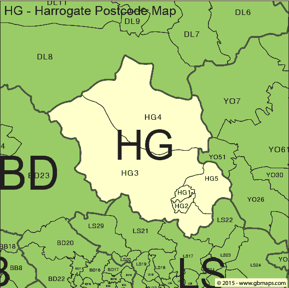 harrogate postcode district map