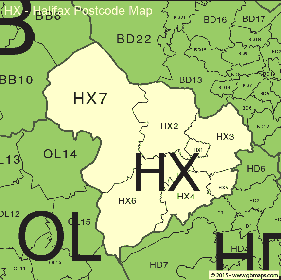 halifax postcode district map