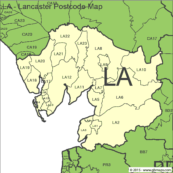 lancaster postcode district map