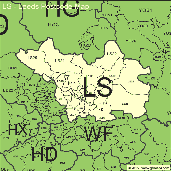 leeds postcode district map