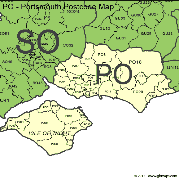 Portsmouth postcode district map