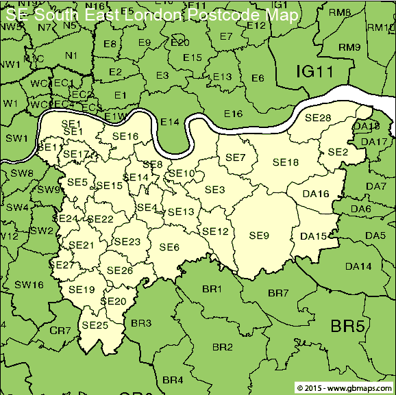 south-east-london postcode district map