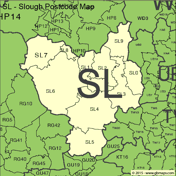 Slough postcode district map