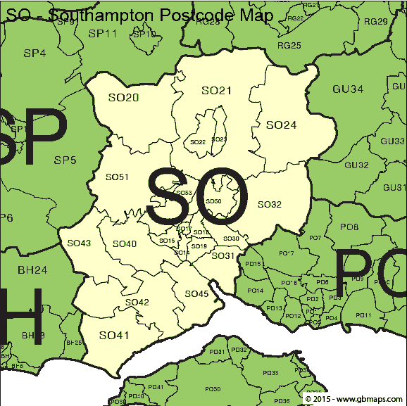 Southampton postcode district map