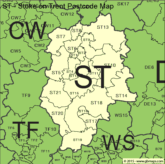 stoke postcode district map