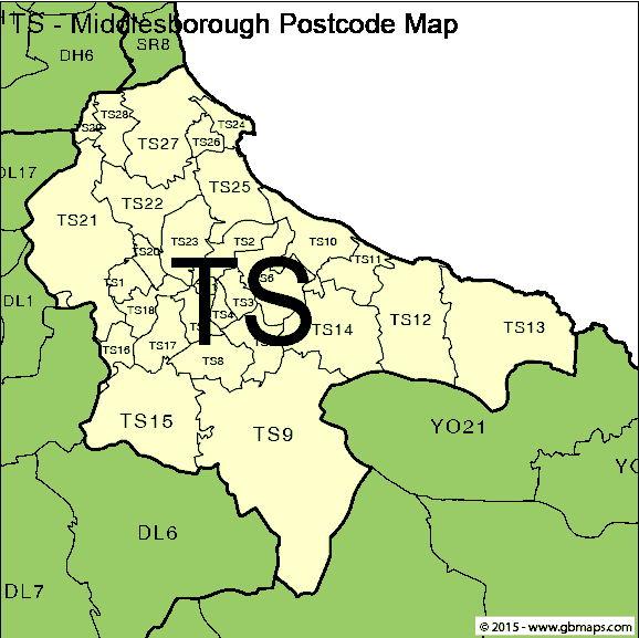 middlesbrough postcode district map