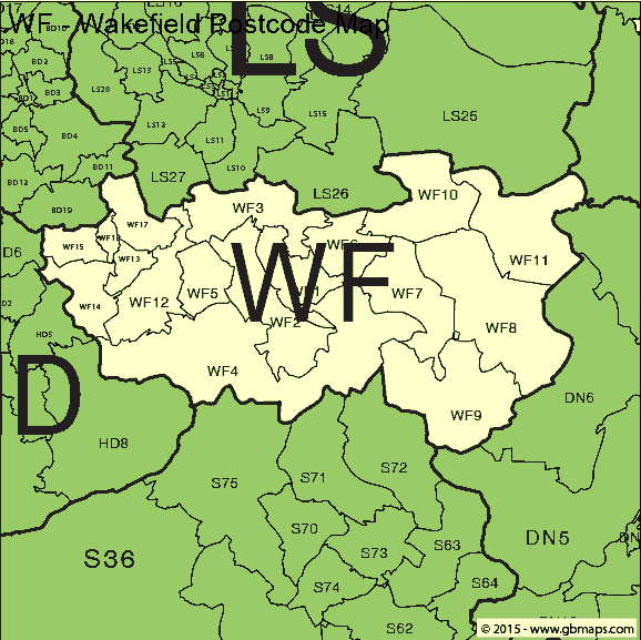 wakefield postcode district map