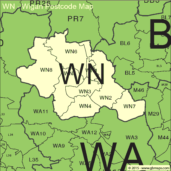 Wigan postcode district map
