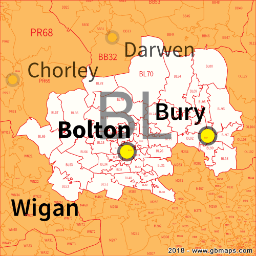 bolton postcode sector map