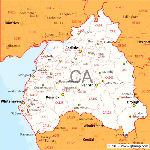 carlisle postcode sector map