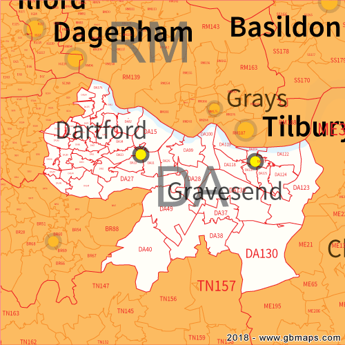 dartford postcode sector map