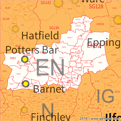 enfield postcode sector map