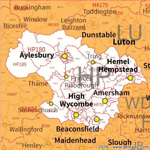 Hemel Hempstead postcode sector map