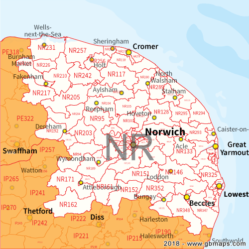 norwich postcode sector map