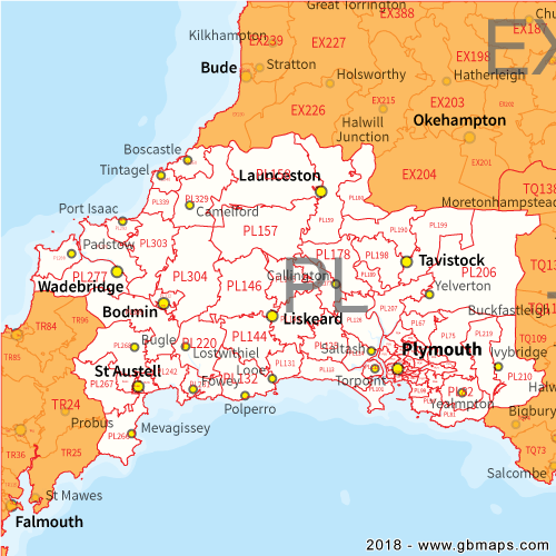 plymouth postcode sector map