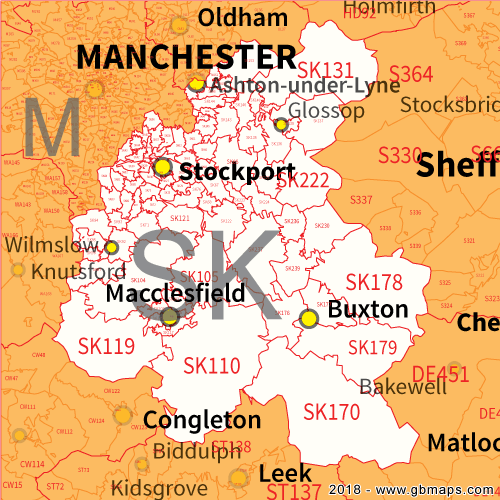 stockport postcode sector map