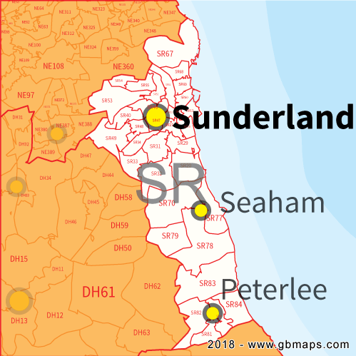 sunderland postcode sector map