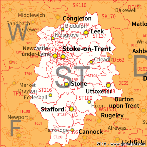 stoke postcode sector map