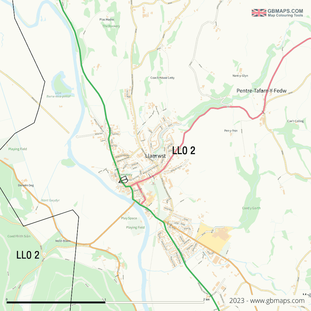 Download Llanrwst Town Map