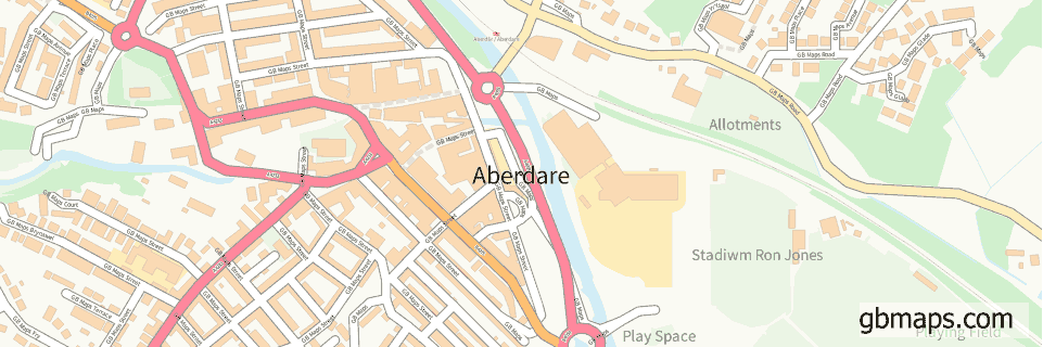 Aberdare wide thin map image