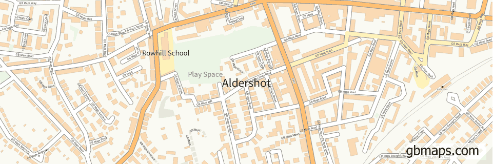 Aldershot wide thin map image