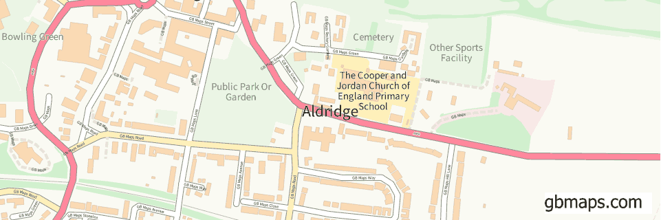 Aldridge wide thin map image