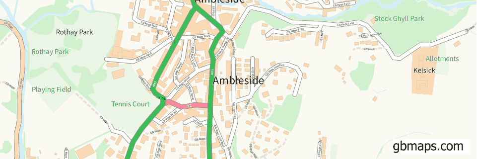 Ambleside wide thin map image