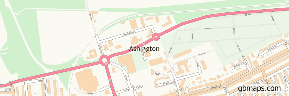 Ashington wide thin map image