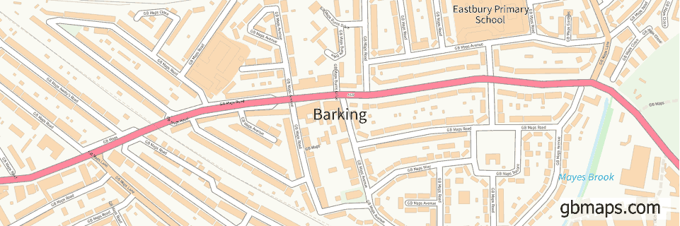 Barking wide thin map image