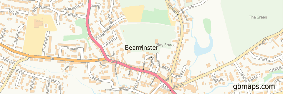 Beaminster wide thin map image