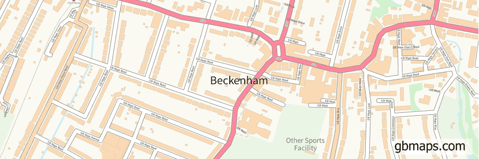 Beckenham wide thin map image