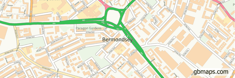 Bermondsey wide thin map image