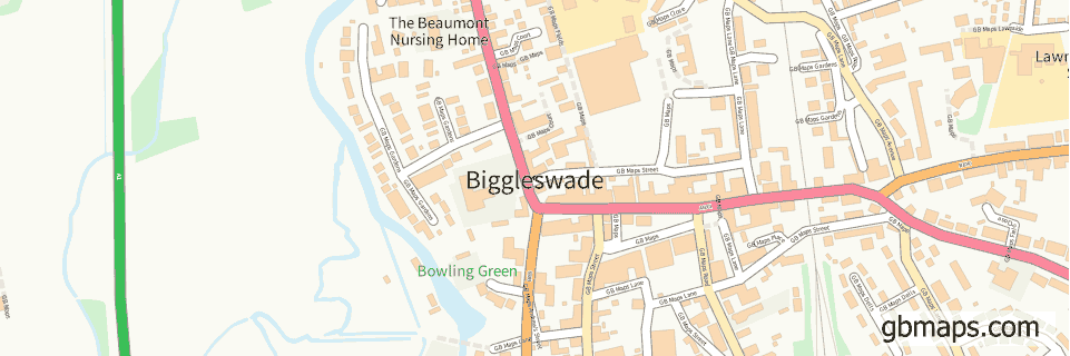 Biggleswade wide thin map image