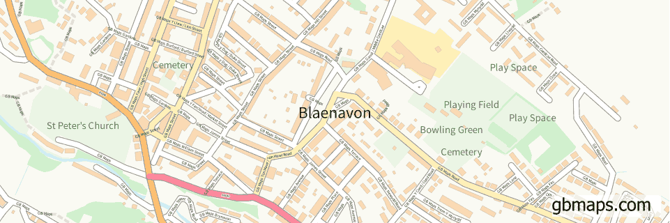 Blaenavon wide thin map image