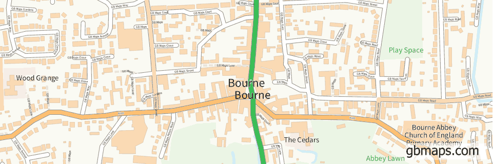 Bourne wide thin map image