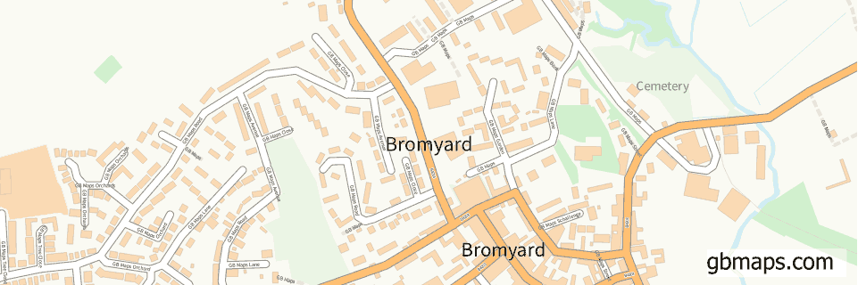 Bromyard wide thin map image