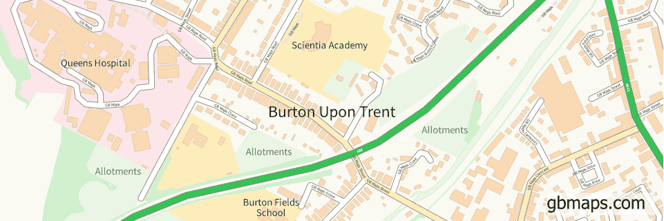 Burton Upon Trent wide thin map image