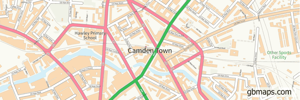 Camden Town wide thin map image