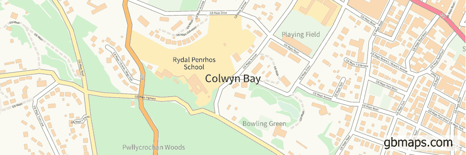 Colwyn Bay wide thin map image