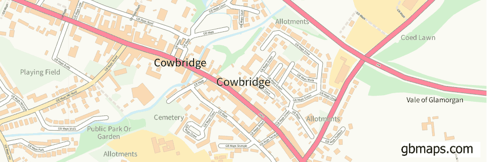 Cowbridge wide thin map image