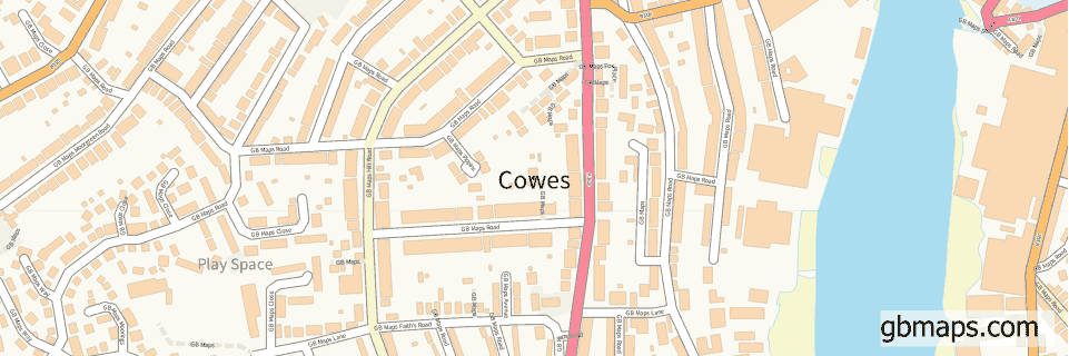 Cowes wide thin map image