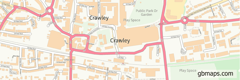 Crawley wide thin map image