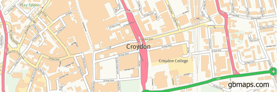 Croydon wide thin map image